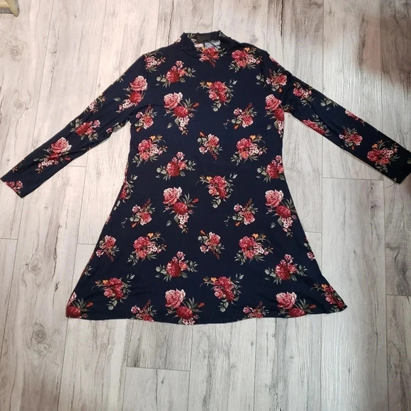 Janina Womans Floral High Neck Long Sleeve Shift Dress EUR-44 - Picture 2 of 8